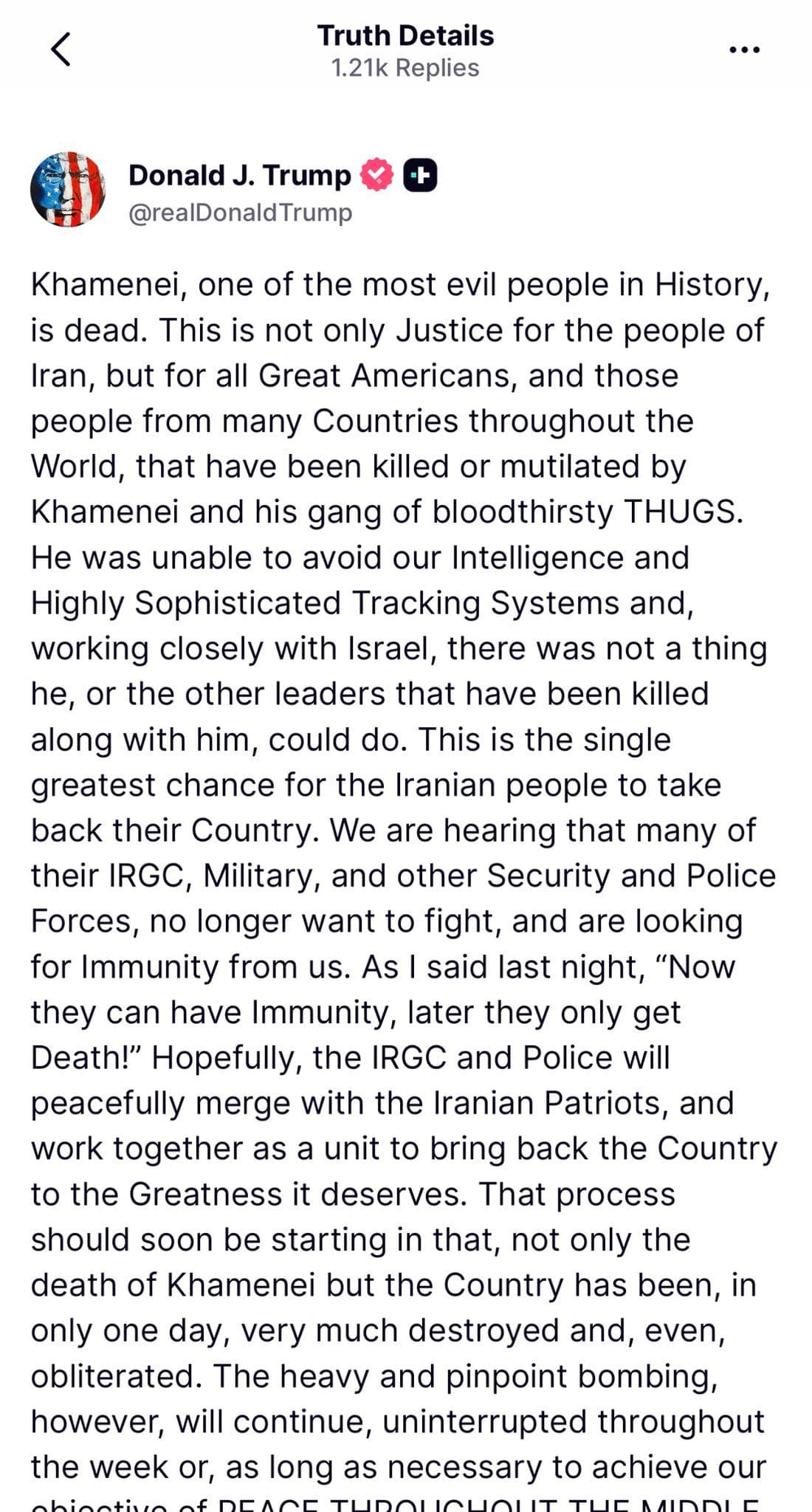 @🇮🇷LiveIranNews🇮🇱: 🚨 Best Acnon President Trump:
Khamenei, one of the most evil individuals in history, is dead. This is not only justice for the people of Iran, but also for all the great American states and the peop