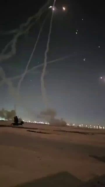 @Babak Taghvaee - The Crisis Watch: #Breaking: Happening tonight, the #USArmy is heavily defending Al Udeid Air Base in #Qatar using its Patriot PAC-3 and THAAD air defense systems. You can see them constantly launching MIM-104F surface