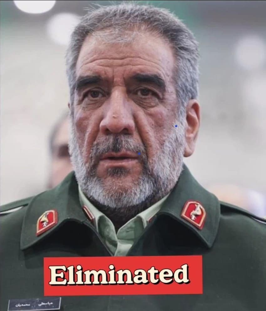 @Eli Afriat 🇮🇱: 🚨🇮🇷BREAKING: Brigadier General Abbas-Ali Mohammadian, the commander of the Tehran police, who gave orders to shoot and kill hundreds of protesters, was ELIMINATED in airstrikes by the American and