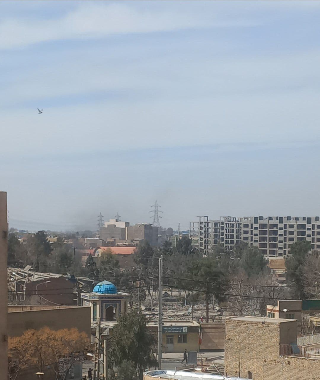 @Vahid Online: 'The IRGC #Varamin around 11:40'
Received images with description: 'The IRGC headquarters on Danesara Street was completely destroyed, and the blast wave shattered the windows of surrounding building