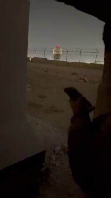 @Babak Taghvaee - The Crisis Watch: This footage, recorded by a U.S. Army soldier at Ali Al Salem Air Base in Kuwait, shows the moment a Shahed-136 one-way attack drone of the IRGC Aerospace Force struck the air traffic control radar of