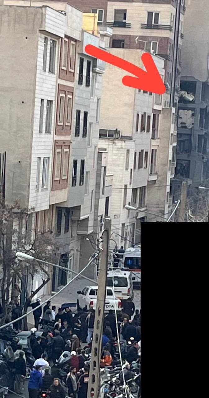 @Shin: 1106Z -
"Majidiyeh-ye Shomali, Akbari Alley. The lower floors of a building have been struck. 14:36 local time."
Additional reports: "Neighbors state the premises served as a safe house. A large num