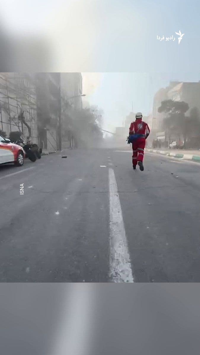 @RadioFarda|راديو فردا: Based on images published by the Iranian Students' News Agency (ISNA) from the vicinity of Sohrevardi Street in Tehran on March 8, a 24-hour clinic and the surrounding buildings have been damaged as a