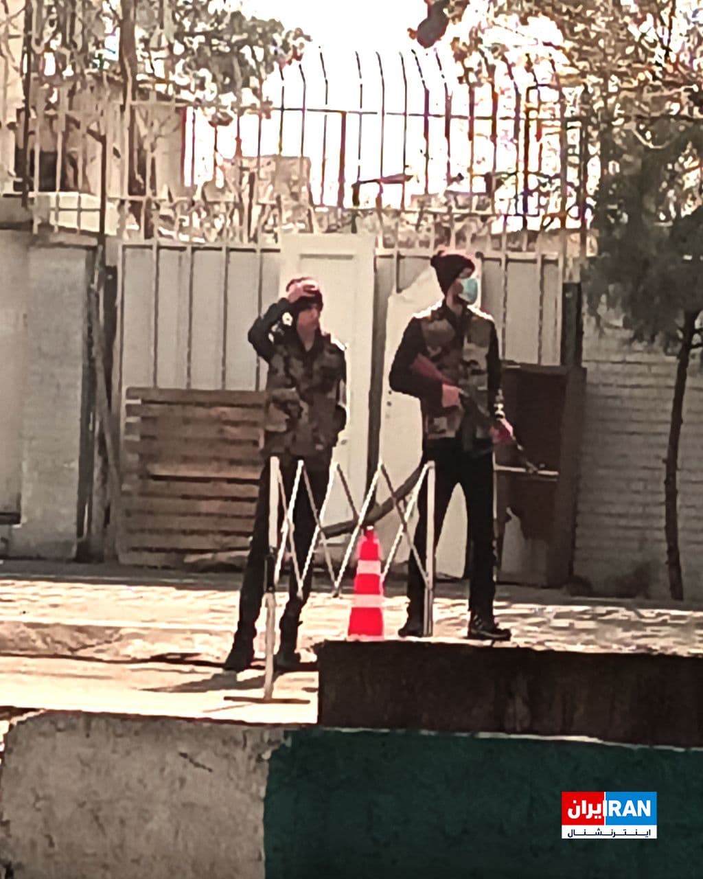 @ايران اينترنشنال: The image sent to Iran International on Wednesday, February 29, shows the presence of a child in military clothing at a Basij checkpoint in the Sattar Khan area of Tehran.