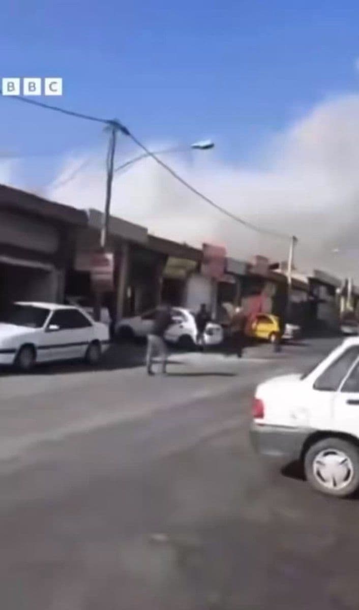 @Visegrád 24: A new video from Iran shows just how powerful the airstrikes are.
The man on the streets films at least 8 huge blasts within a couple of seconds.