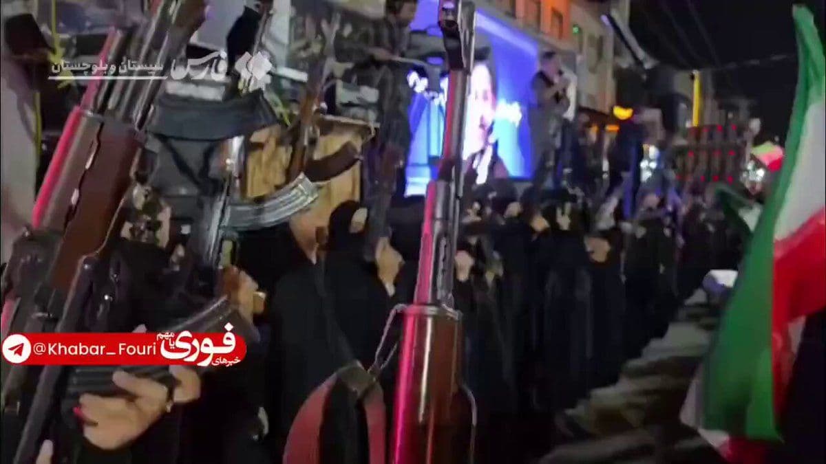 @Babak Taghvaee - The Crisis Watch: A propaganda event organized by the terrorist regime of the ayatollahs shows Basij militia women armed with AK-47 assault rifles, ready to massacre the people of Iran if they try to take to the street