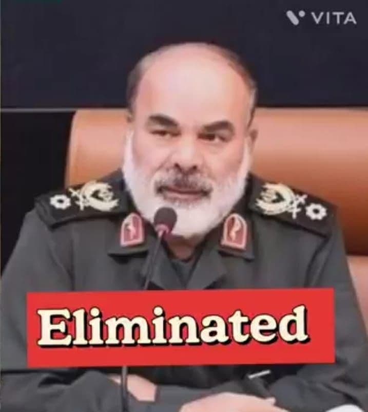 @Eli Afriat 🇮🇱: ANOTHER ONE BITES THE DUST.
A senior Revolutionary Guards officer, Mohammad Karami, who vowed to "Hunt Down And Kill" Israeli Prime Minister Benjamin Netanyahu, has been ELIMINATED.✅