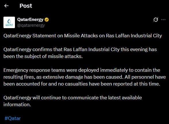 @Babak Taghvaee - The Crisis Watch: BREAKING: Unlike the Saudis, who are desperately trying to hide that Iranian missiles had hit their oil facilities, the Qataris are not hiding it. They have confirmed that one-way attack drones launch