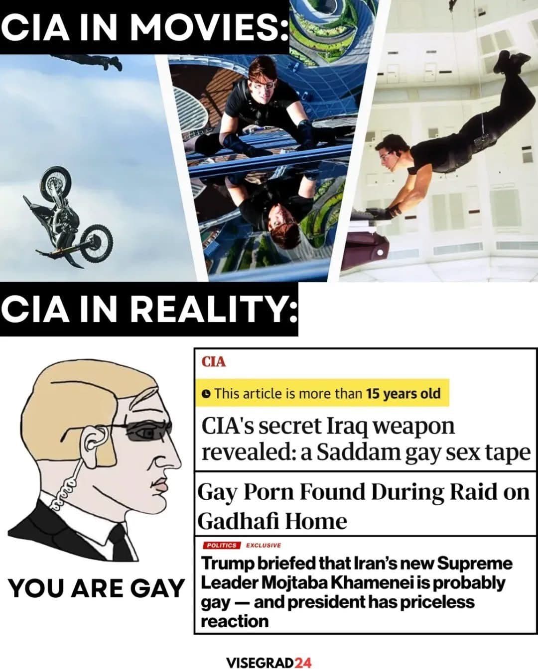 @Visegrád 24: The CIA has yet again exposed another Middle Eastern dictator as a homosexual.
First Saddam Hussein, then Muammar Gaddafi, and now Mojtaba Khamenei.