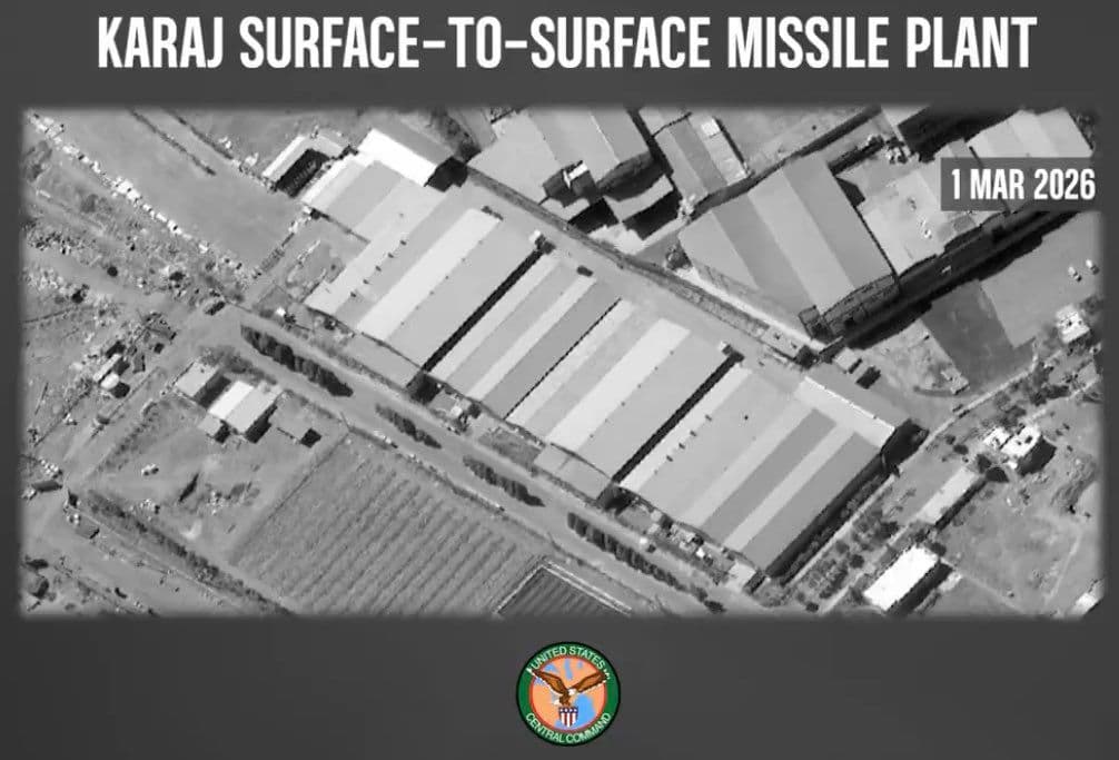 @Open Source Intel: CENTCOM satellite imagery lays bare the extent of the damage at a surface to air missile facility in Karaj, just west of Tehran.