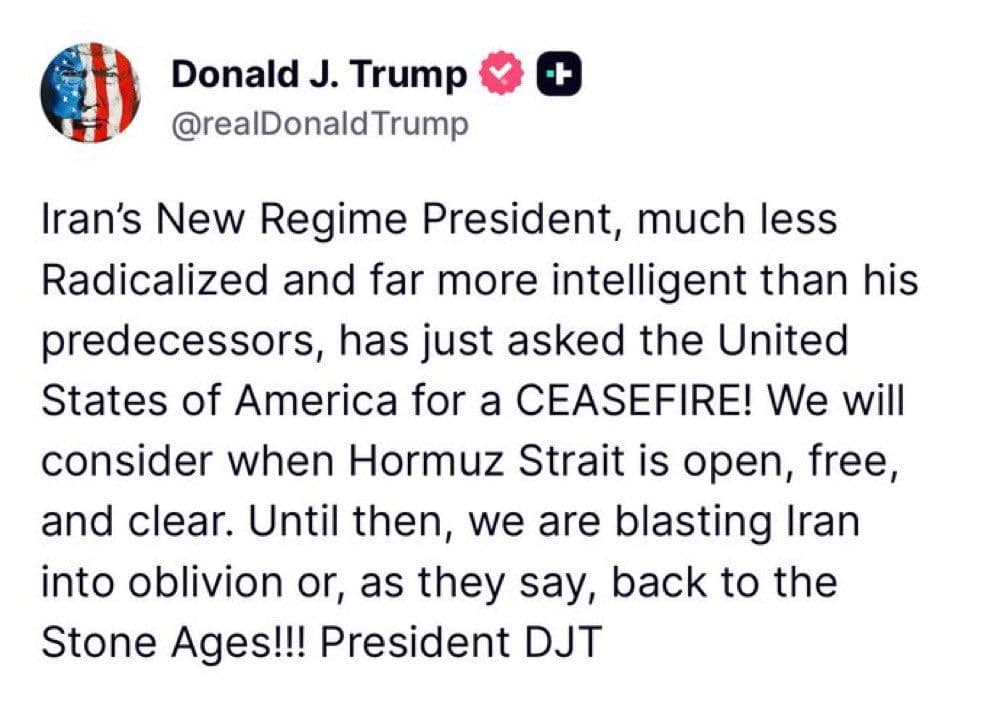 @𝐍𝐢𝐨𝐡 𝐁𝐞𝐫𝐠 🇮🇷 ✡︎: "Iran's new regime president asks for a ceasefire"?
1) Pezeshkian is still President
2) If it's Ghalibaf, he's MORE radical, not less
3) I highly doubt there is a unified regime at all, let alone ask