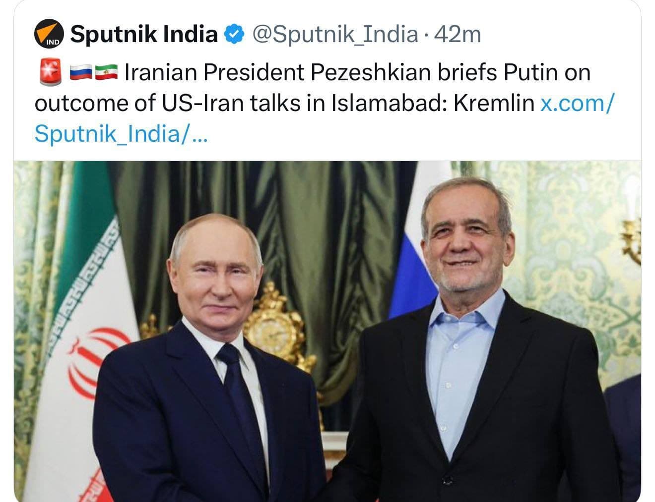@🇮🇷LiveIranNews🇮🇱: 🚨🦀🇷🇺Since a team of over 80 mercenaries and terrorists went to Pakistan but didn't take the "president" of the country, "Doctor" Pezeshkian, into account at all, today he has made contact with his