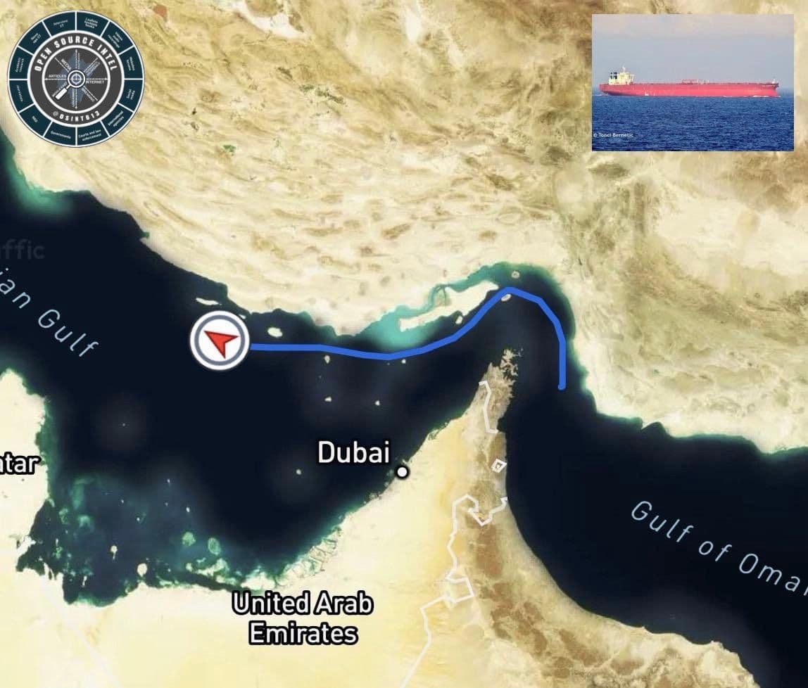 @Open Source Intel: First crude tanker moves west through Hormuz since U.S. blockade
The Malta flagged ‘VLCC Agios Fanourios’ is the first crude carrier to transit westbound through the Strait of Hormuz following the U.