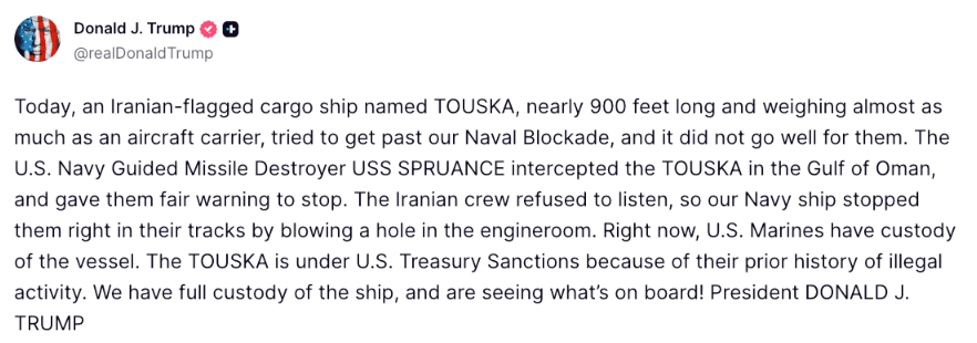 @Goldie Ghamari | گلسا قمری 🇮🇷: So much for the ceasefire. Seems like President Trump is done tolerating the terrorist Islamic Regime.
Good.