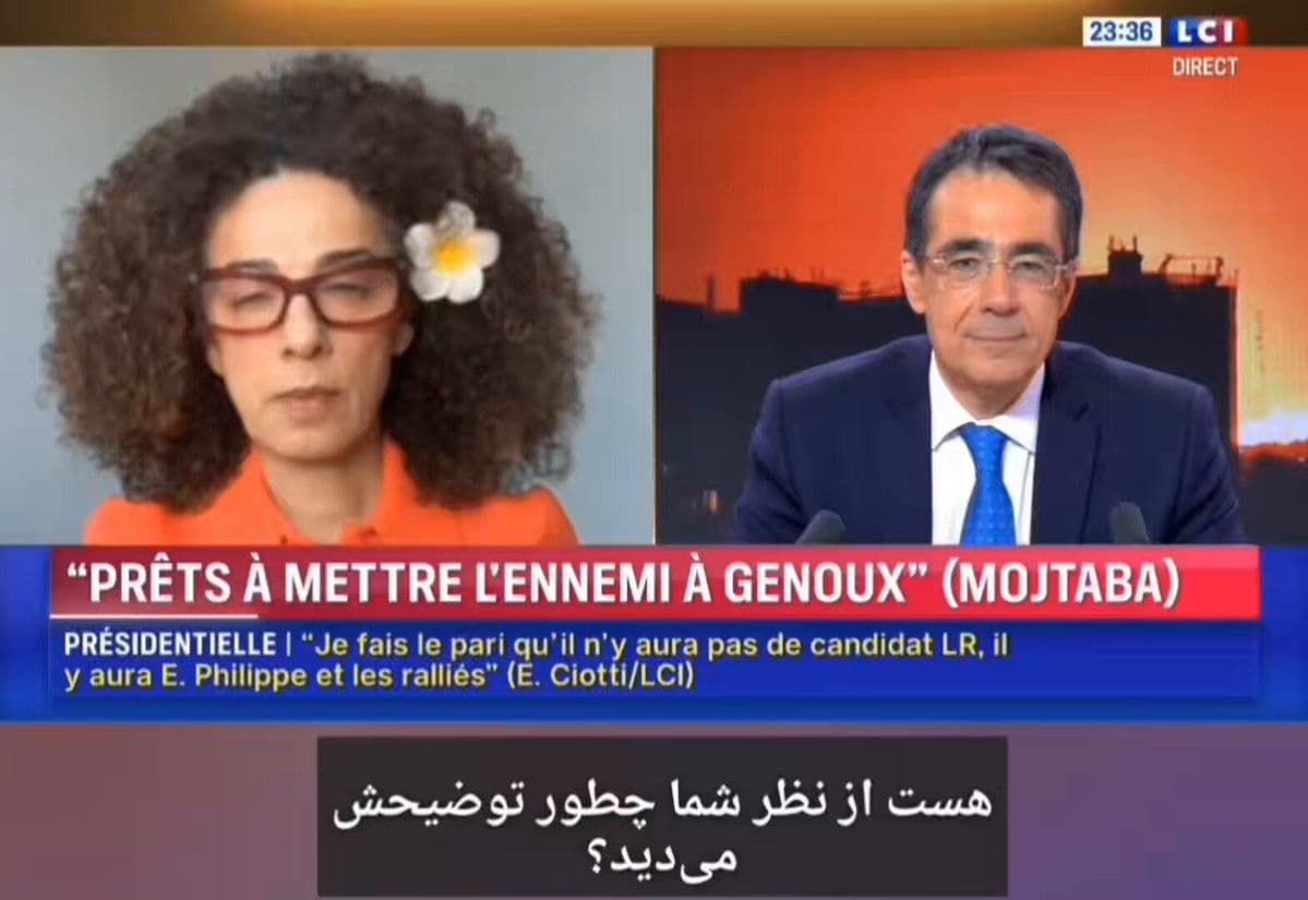 @Masih Alinejad 🏳️: In an interview with French television, no ceasefire has occurred in Iran… because people are being executed under the Islamic Republic's war, China and Russia and the Islamic Republic are allied, but