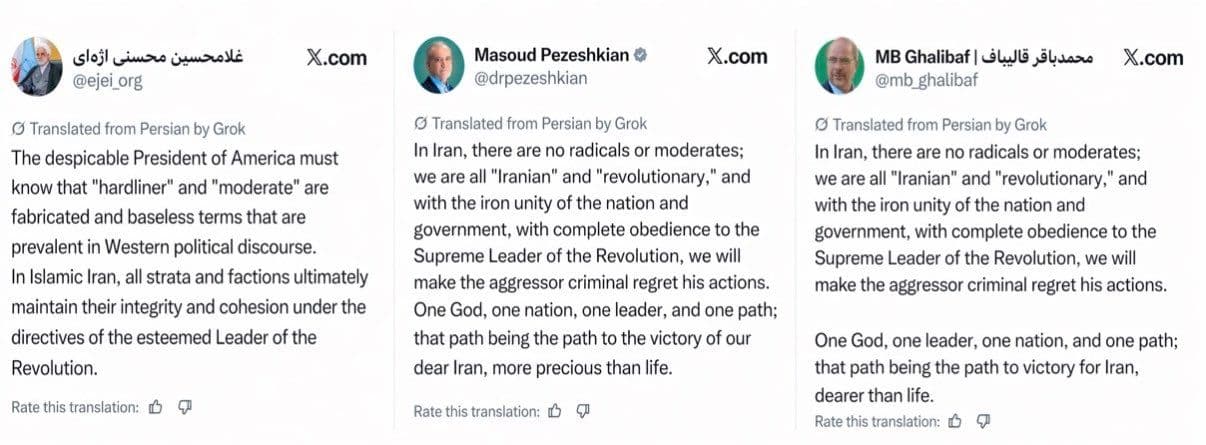 @𝐍𝐢𝐨𝐡 𝐁𝐞𝐫𝐠 🇮🇷 ✡︎: The regime in Iran has confirmed what we all tried to tell you for years:
There are no "hardliners" or "moderates".
They are all evil demons and must be treated as such. Stop listening to the expert