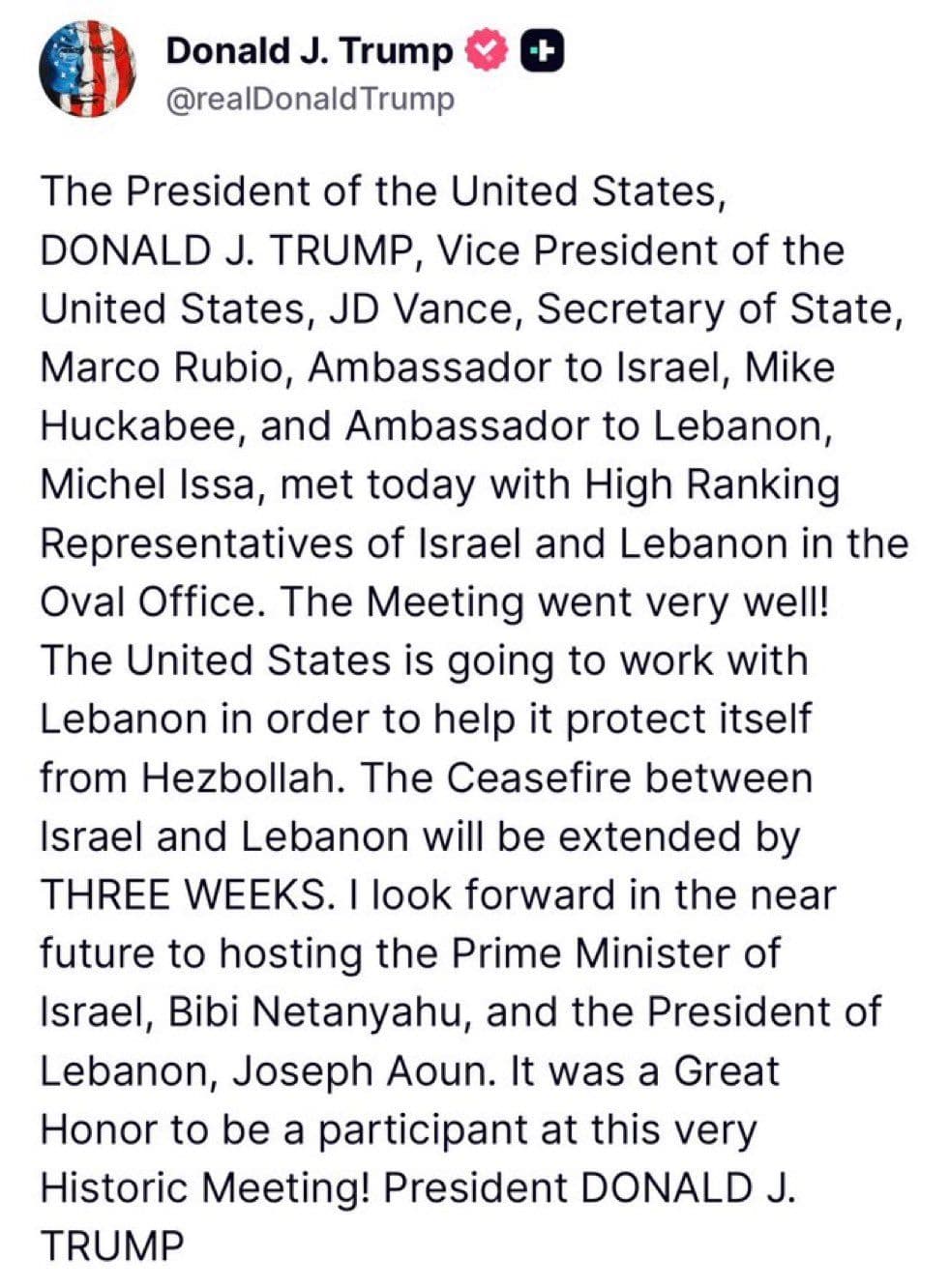 @Visegrád 24: Trump announces that the ceasefire between Israel and Hezbollah has been extended for 3 weeks