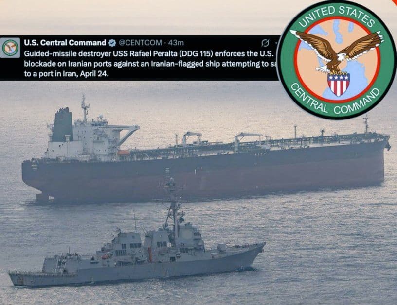 @🇮🇷LiveIranNews🇮🇱: ⚡🇺🇸🦀نمایش اقتدار دریایی آمریکا در خلیج فارس؛ توقیف کشتی تحت پرچم رژیم تروریستی جمهوری اسلامی در میانه محاصره/سنتکام اعلام کرد ناوشکن موشکانداز USS Rafael Peralta (DDG-115) در تاریخ ۴ اردیبهشت ۱۴۰۵