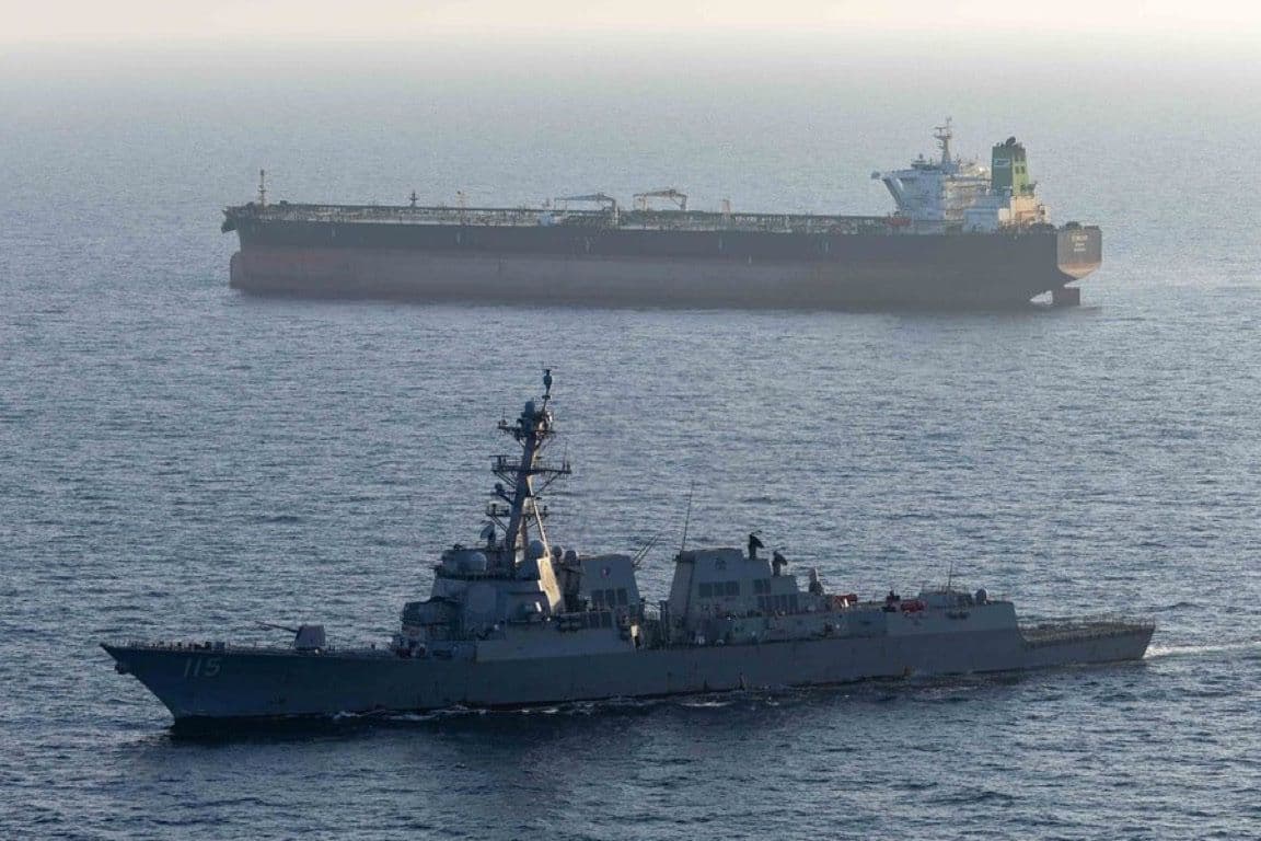 @Open Source Intel: U.S. Central Command (CENTCOM):
"Guided-missile destroyer USS Rafael Peralta (DDG 115) enforces the U.S. blockade of Iranian ports against M/T Stream after it attempted to sail to an Iranian port, Ap