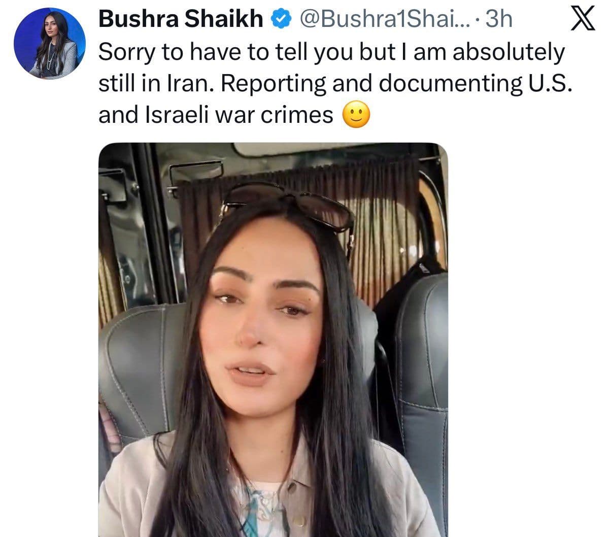 @𝐍𝐢𝐨𝐡 𝐁𝐞𝐫𝐠 🇮🇷 ✡︎: Reminder:
Bushrat is a single bother to 3 children yet instead of actually raising them she's been in Iran for 2 weeks doing IRGC propaganda lol