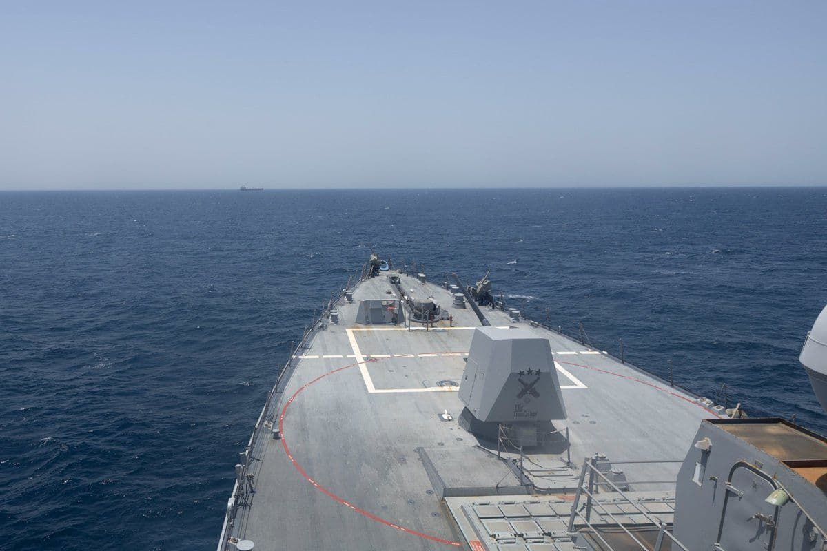 @Open Source Intel: USS Delbert D. Black (DDG 119) transiting the Arabian Sea during enforcement of the U.S. blockade on Iran. CENTCOM forces have redirected 62 commercial ships and disabled 4 to ensure compliance.