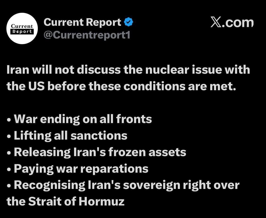 @✡︎𝐋𝐢𝐯𝐞𝐈𝐫𝐚𝐧𝐍𝐞𝐰𝐬🇮🇷🇮🇱: ⚡🇺🇸☢️🦀The terrorist regime of the Islamic Republic has raised new conditions for nuclear negotiations with America/According to this report, Tehran has announced that it will not enter into negotia