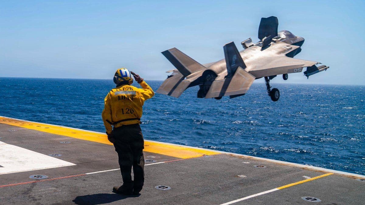 @Open Source Intel: CENTCOM:
U.S. Marine Corps F-35B aircraft take off from USS Tripoli (LHA 7) as the ship transits the Arabian Sea. The F-35B variant has short takeoff and vertical landing capabilities that enable the