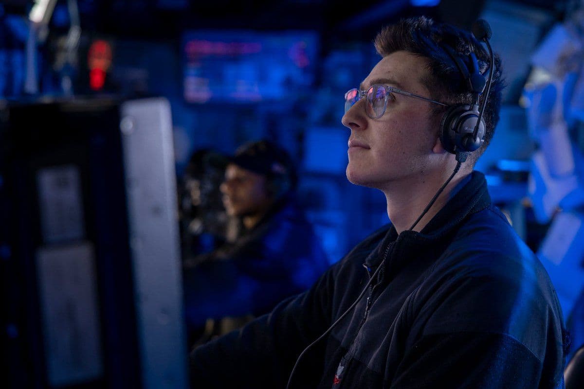 @U.S. Central Command: U.S. Sailors stand watch in the combat information center aboard USS Delbert D. Black (DDG 119) as the ship transits the Arabian Sea supporting the U.S. maritime blockade against Iran. As of May 18, C