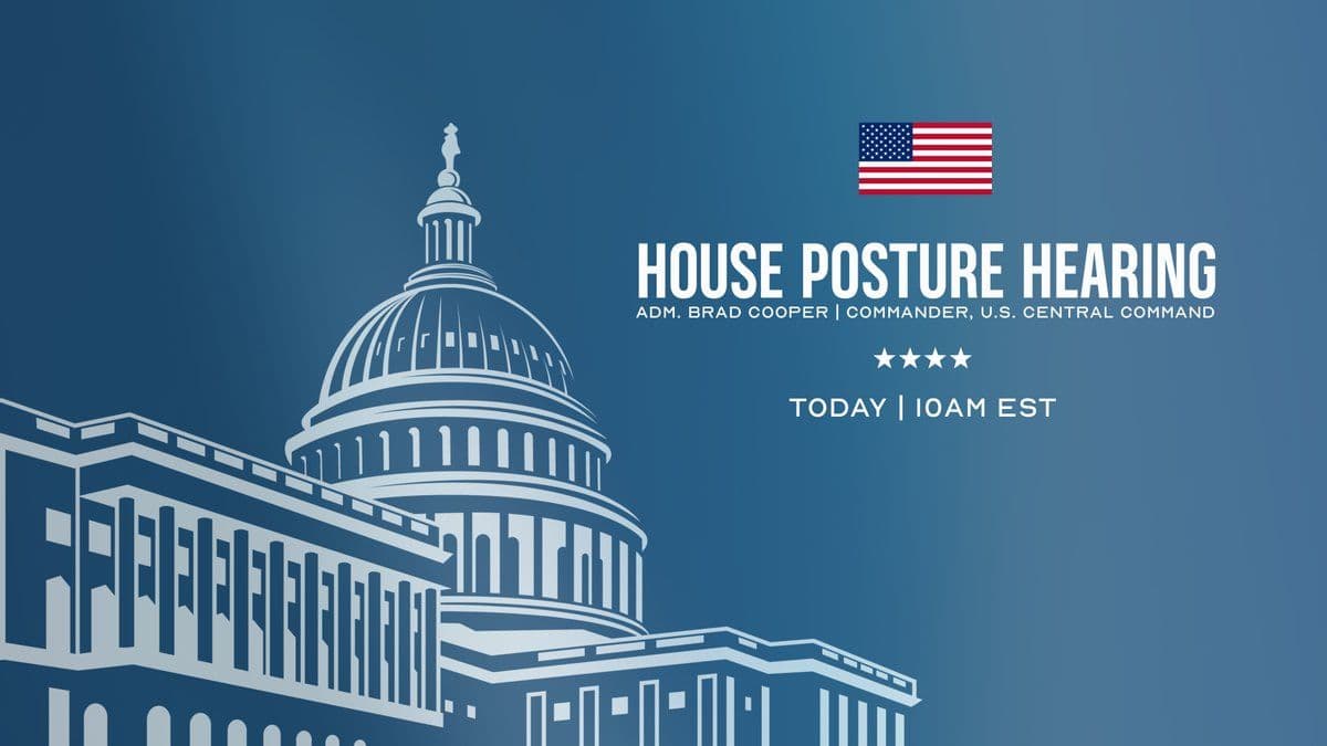 @U.S. Central Command: Adm. Brad Cooper, CENTCOM commander, will provide testimony on CENTCOM's posture to the House Armed Services Committee this morning.
🔴 Watch Live: https://www.youtube.com/watch?v=2aZmuhCpmF4