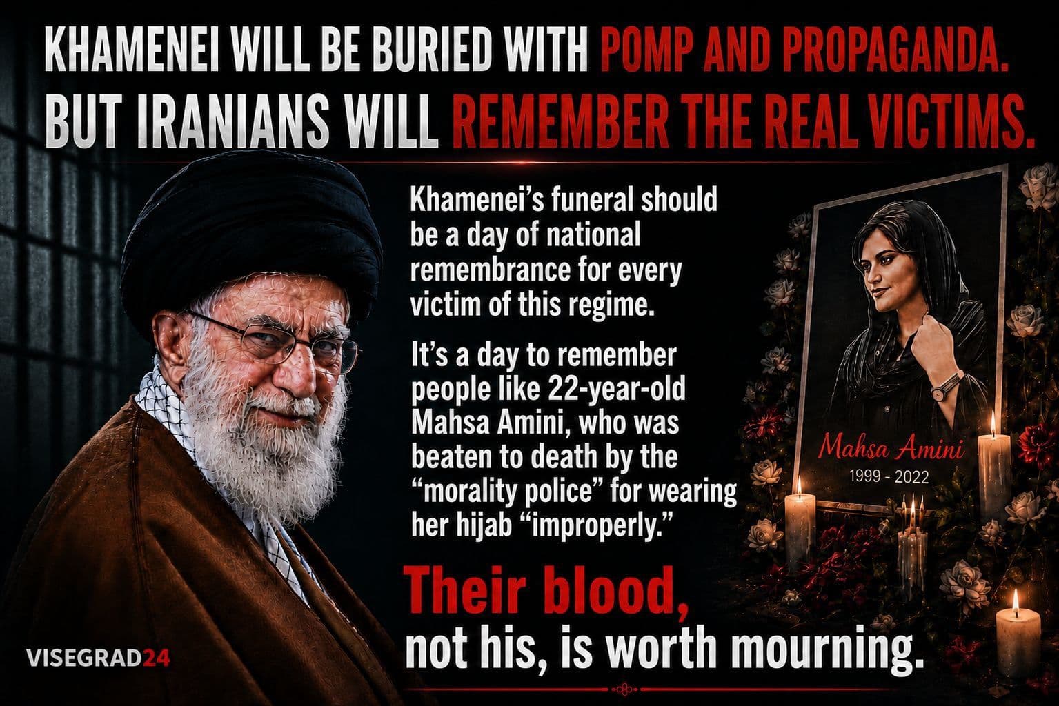 @Visegrád 24: The Islamic regime in Iran will bury its former Supreme Leader Ayatollah Khamenei with an excess of pomp and propaganda in the next few days.
Meanwhile, people should remember the real faces that mat