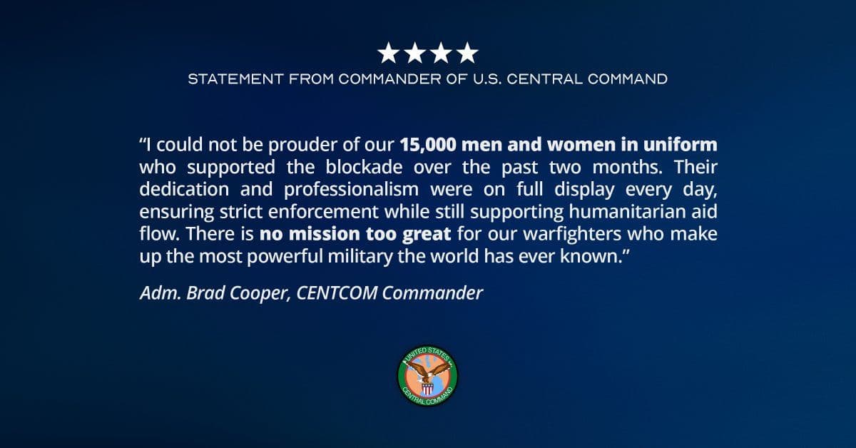@U.S. Central Command: Statement from Adm. Brad Cooper, CENTCOM commander: