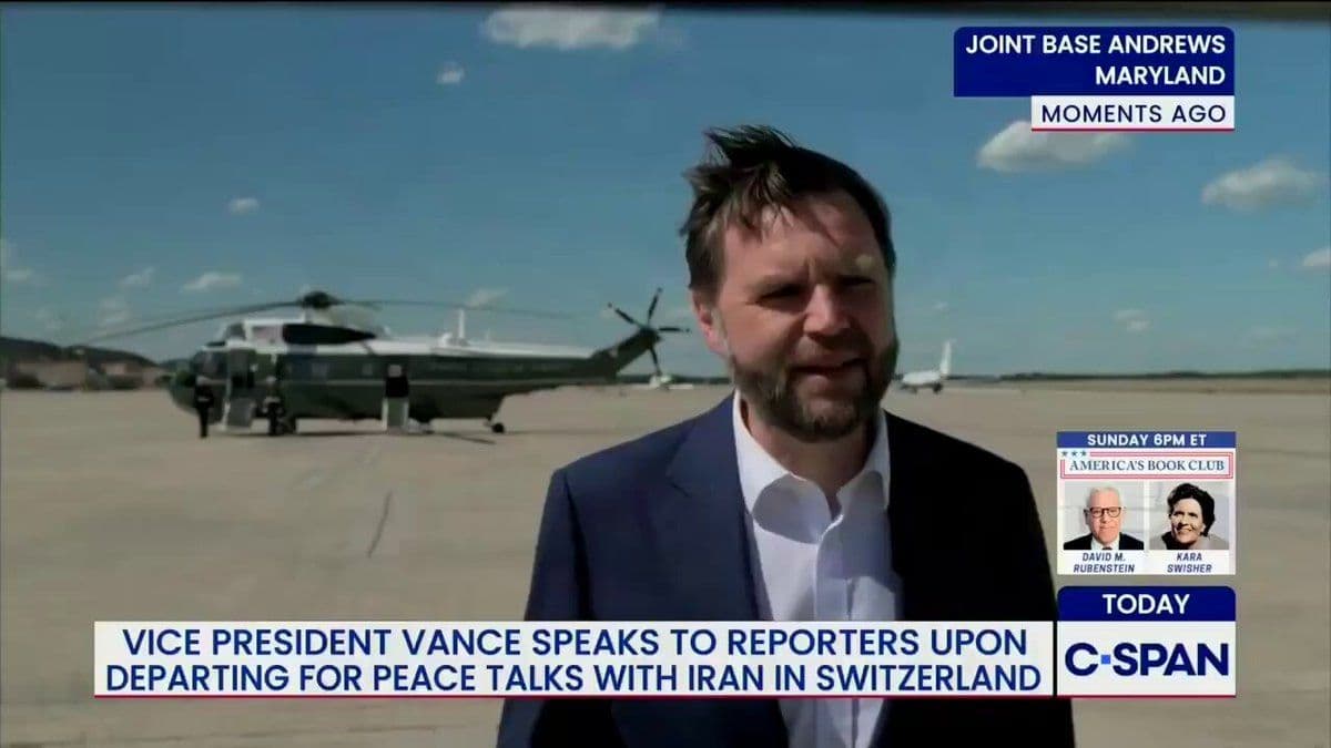 @Open Source Intel: VP JD Vance departing for Switzerland:
"I'm looking forward to starting the technical talks with the Iranians, the Pakistanis, and the Qataris... We're going to hopefully make progress on the nuclea