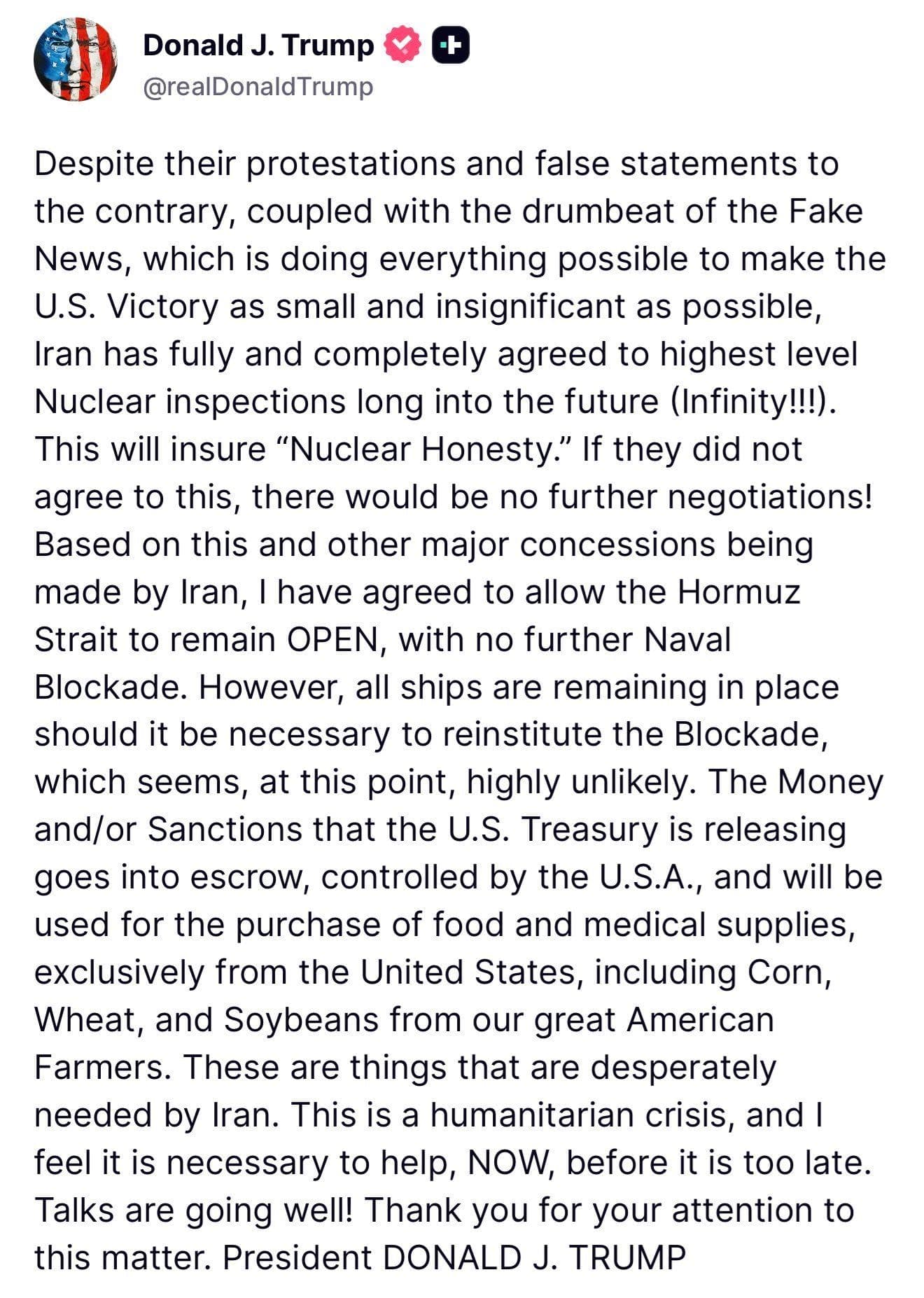 @Open Source Intel: Trump: ‘Despite their protestations and false statements to the contrary, coupled with the drumbeat of the Fake News, which is doing everything possible to make the U.S. Victory as small and insignifi