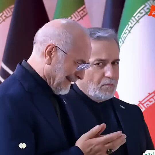@Masih Alinejad: This video went viral on Iranian social media;
Ghalibaf and Araghchi, regime’s top negotiators with America standing over the coffin of their Supreme Leader, killed by America.
The negotiation table