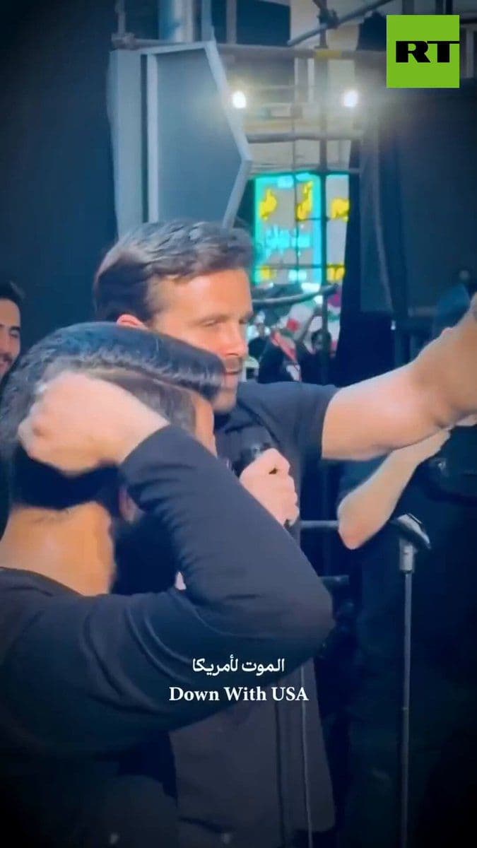 @Open Source Intel: American pro Palestine, pro IRGC activist and communist Jackson Hinkle took center stage in Tehran, leading chants in Revolutionary Square while holding a revenge flag.
“Down with the USA… Down with