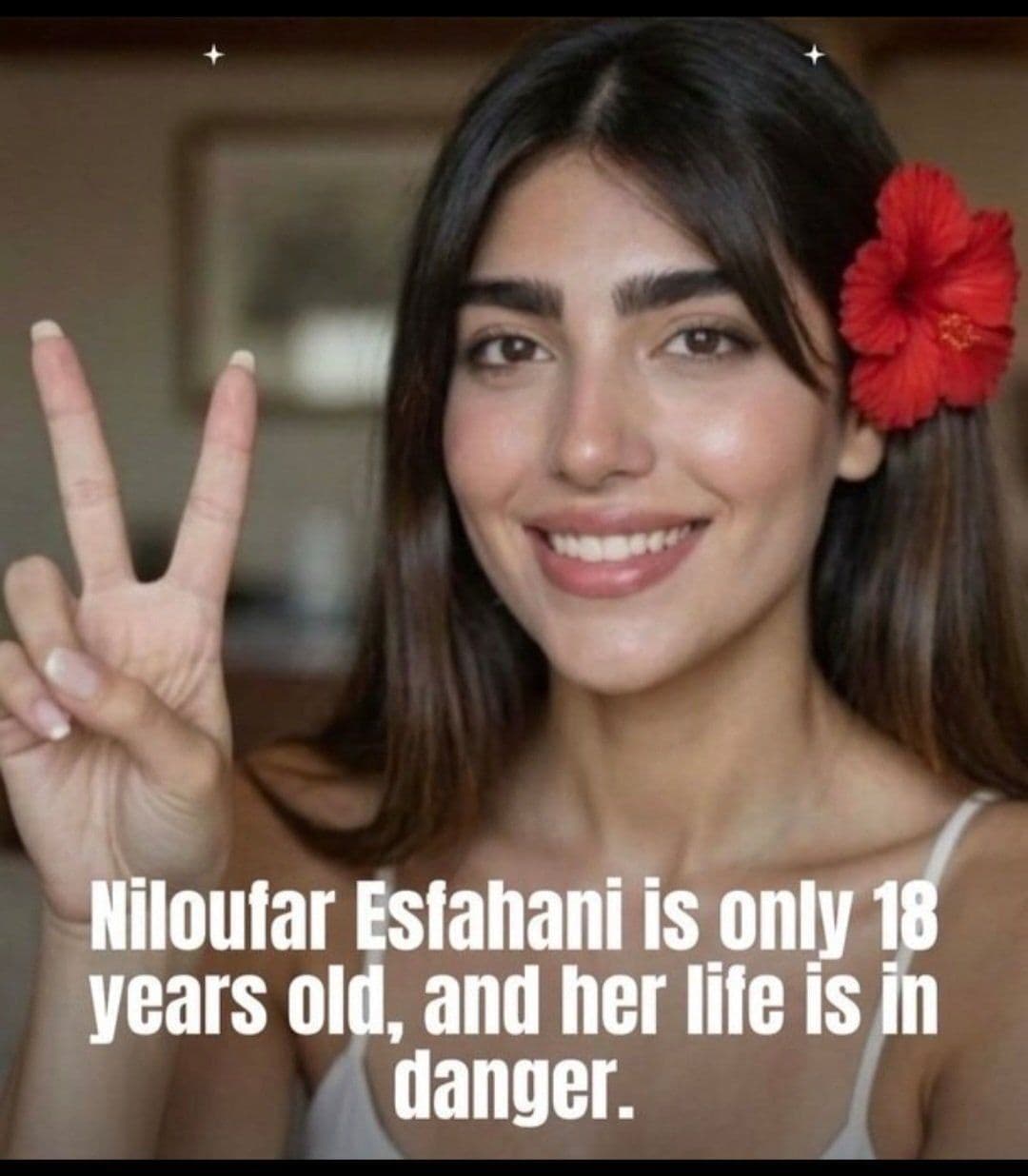 @✡︎𝐋𝐢𝐯𝐞𝐈𝐫𝐚𝐧𝐍𝐞𝐰𝐬🇮🇷🇮🇱: 🚨Don’t stop talking about Iran.
Niloufar Esfahani is only 18 years old.
Today, she is facing the threat of execution.
According to reports, Niloufar and her mother were abducted on January 10, 2026