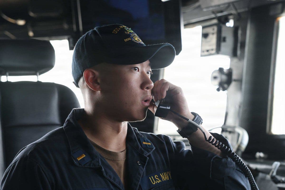 @U.S. Central Command: U.S. Navy Sailors remain focused and vigilant aboard guided-missile destroyer USS John Finn (DDG 113), as American forces continue implementing the naval blockade against Iran. As of July 19, CENTCOM